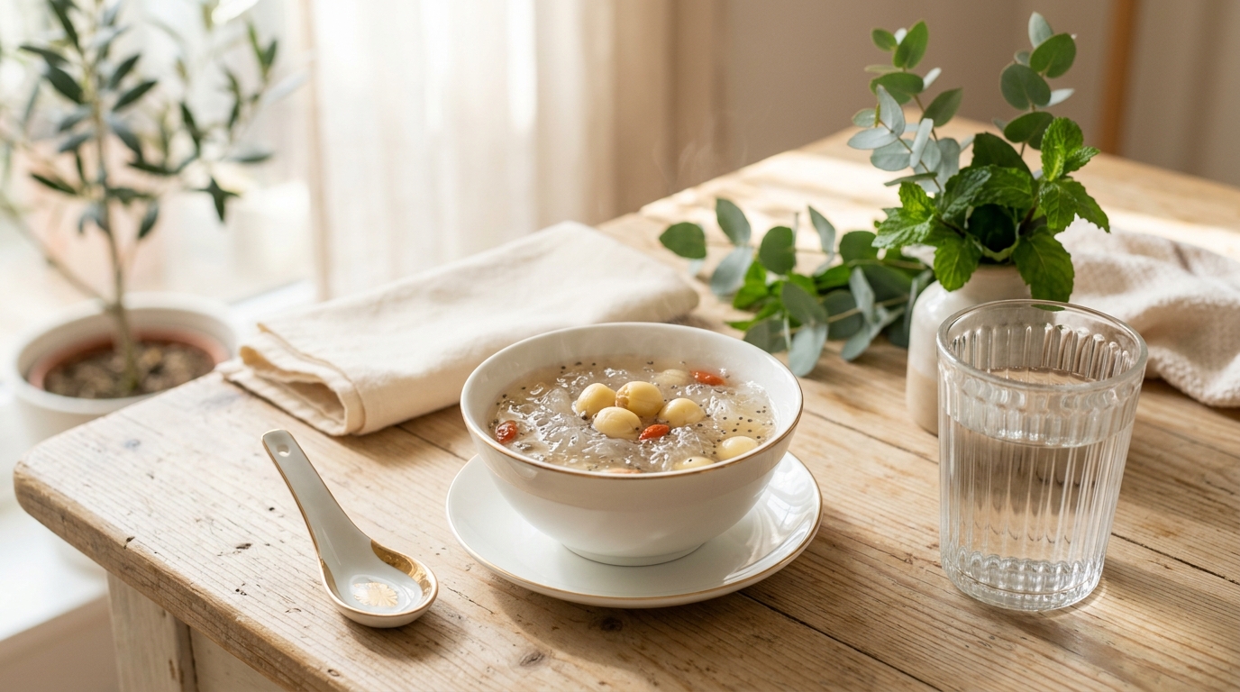 Chén yến chưng hạt sen và hạt chia thanh đạm dễ tiêu hóa cho người đang phục hồi thủy đậu — Yến Sào Hà Mi Đà Nẵng